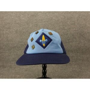 Vintage Cub Scouts Trucker Hat Blue Mesh Snapback‎ USA Made with Pins M/L